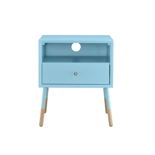 Arctic Blue End Table with Natural Wood Dipped Legs