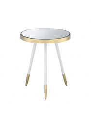 White and Gold Mirror Top Side Table 