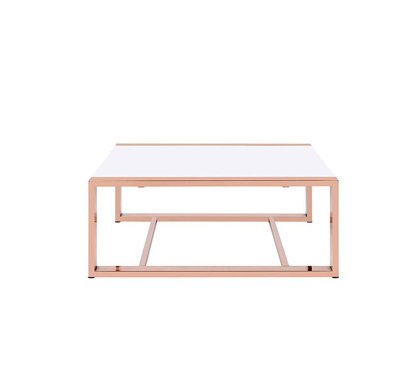 40' X 40' X 16' White High Gloss And Rose Gold Coffee Table