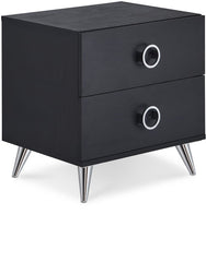 Black Chrome 2 Drawer Nightstand