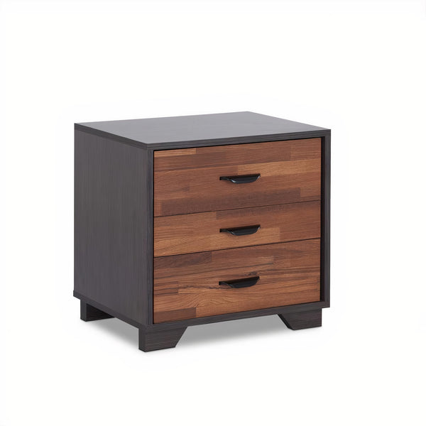 Walnut And Espresso Contemporary Nightstand