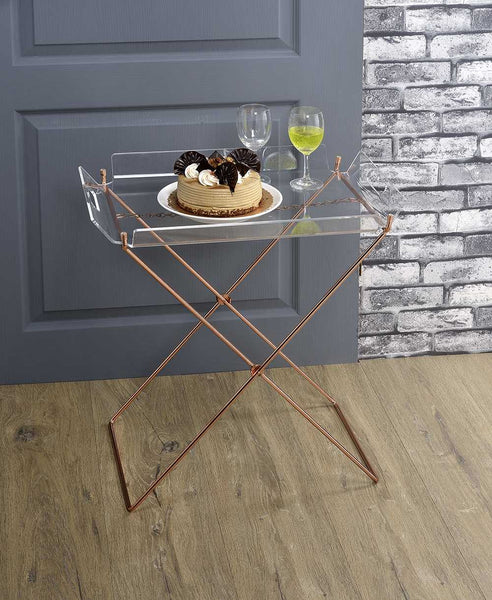 27' X 19' X 34' Clear Glass And Gold Serving Cart