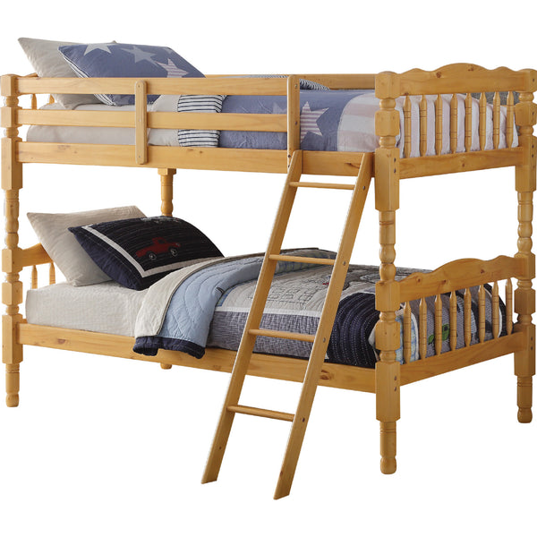 81' X 43' X 60' Twin Over Twin Natural Pine Wood Bunk Bed