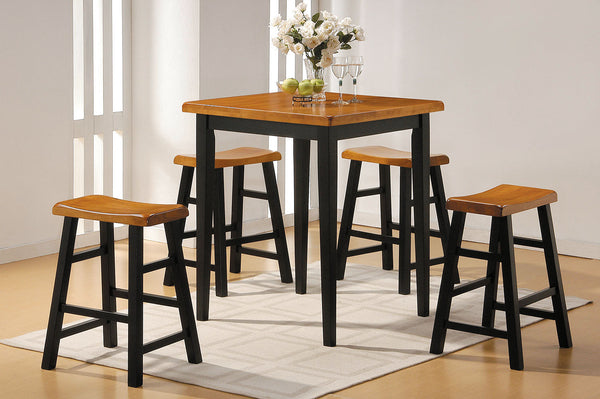 36' X 36' X 36' 5pc Oak  Black Rubber Wood Counter Height Set