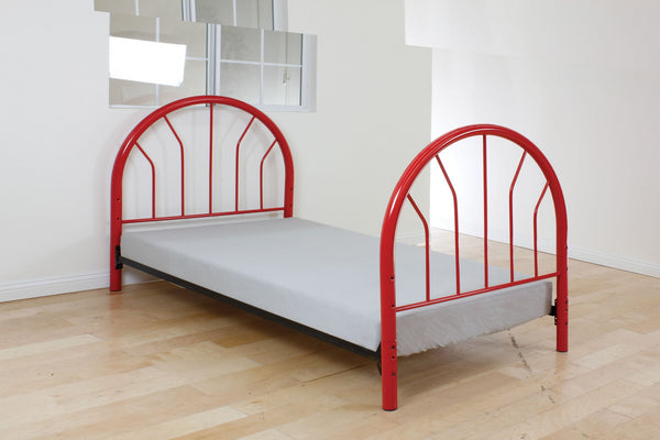 Red Metal Twin Headboard And Footboard