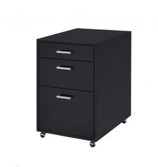 File Cabinet in Black High Gloss and Chrome - Metal Tube, MDF, Poly Ven Black High Gloss and Chrome