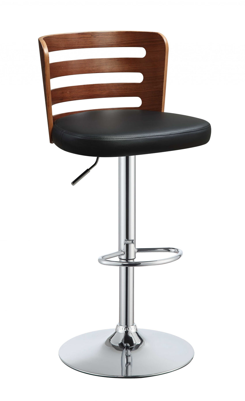 Black Faux Leather Stool Adjustable Height and Swivel Stool