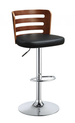 Black Faux Leather Stool Adjustable Height and Swivel Stool