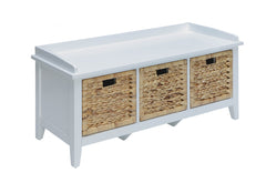 43' X 16' X 19' White Solid Wood Leg Storage Bench