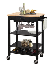 26' X 18' X 36' Natural And Black Kitchen Cart