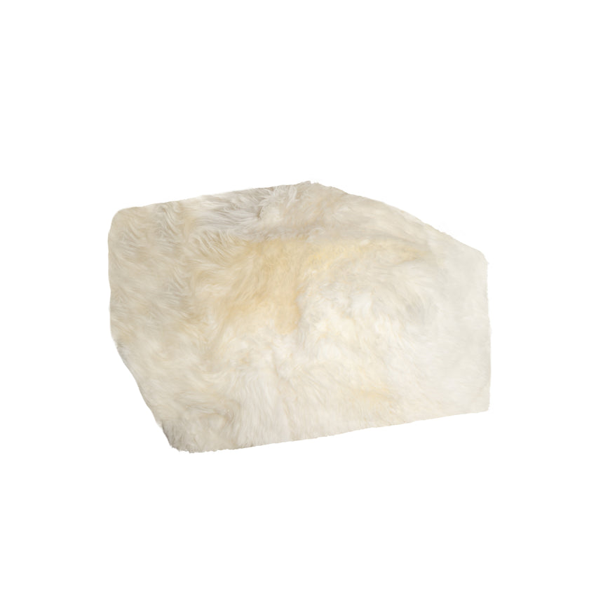 24" x 24" x 12" White Short-Hair Sheepskin Cube Pouf