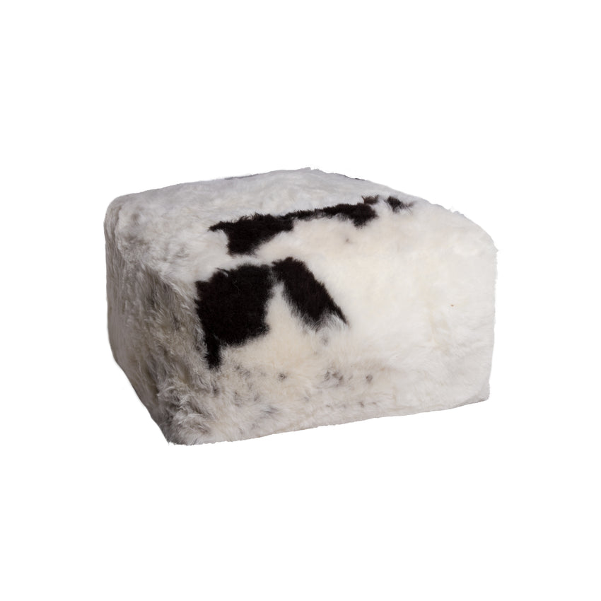 24" x 24" x 12" Spotted Short-Hair Sheepskin Cube Pouf