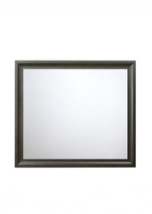 Antique Gray Wooden Rectangular Beveled Mirror