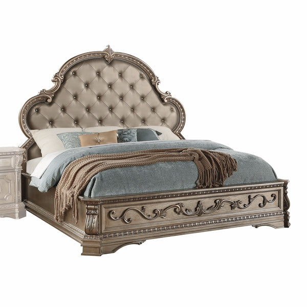 94' X 84' X 76' PU Antique Champagne California King Bed