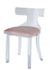 20' X 18' X 31' Light Pink Velvet And Clear Acrylic Accent Chair