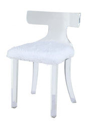 20' X 18' X 31' White Fur And Clear Acrylic Accent Chair