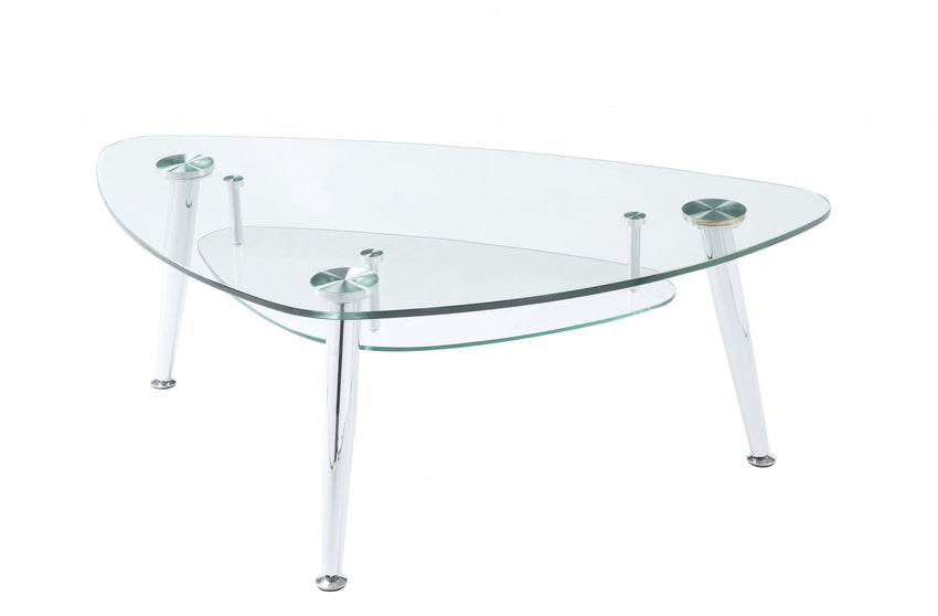 50' X 30' X 18' Chrome And Clear Glass Coffee Table