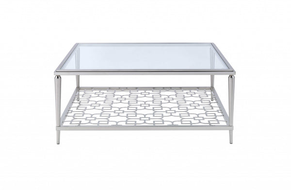 40' X 40' X 18' Nickel  Clear Glass Coffee Table