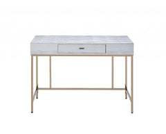 43' X 19' X 32' Champagne And  Silver Metal Tube Desk