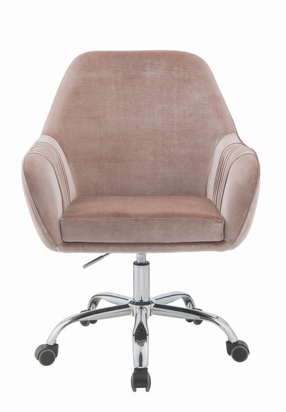 Stylish Mauve Rose Velvet Office Desk Chair on Wheels