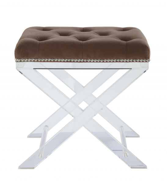 19' X 14' X 19' Brown Fabric And Clear Acrylic Stool