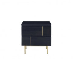 Contemporary Black And Brass Nightstand