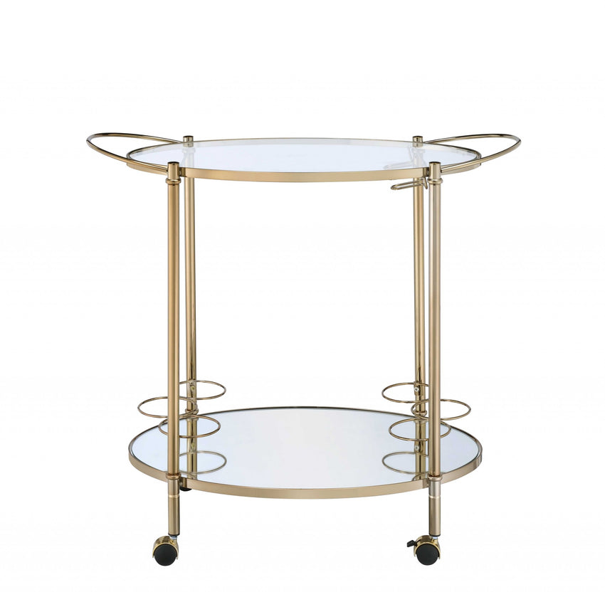 34' X 18' X 31' Champagne Metal Tube Serving Cart