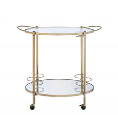 34' X 18' X 31' Champagne Metal Tube Serving Cart