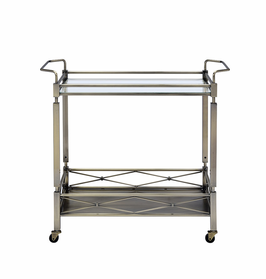 32' X 16' X 30' Antique Brass Metal Serving Cart