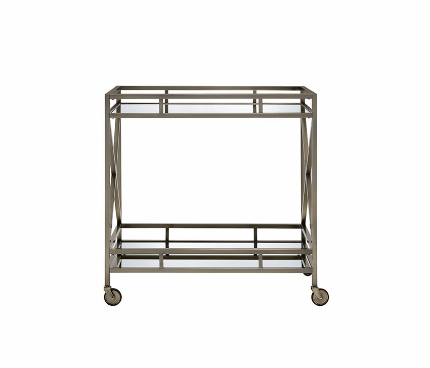 34' X 20' X 35' Antique Brass Metal Serving Cart