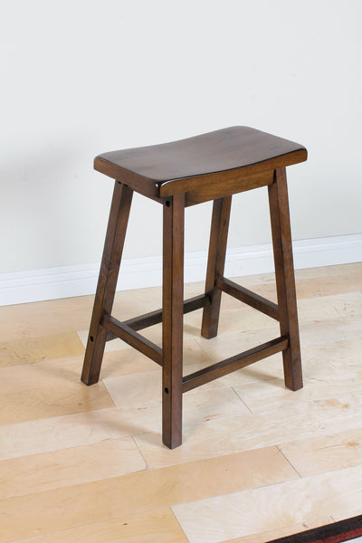 Walnut Wooden Saddle Counter Height Set of 2 Stool