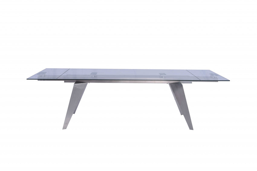 79 X 40 X 31 Clear Glass Extendable Dining Table