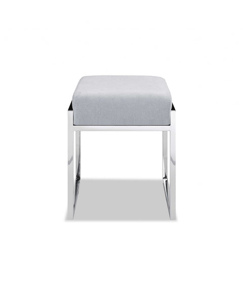 Ottoman Light Gray Fabric Stainless Steel Base