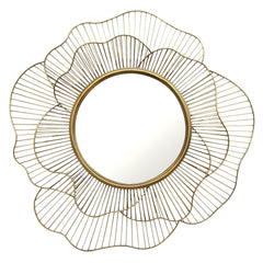 28.25 Round Gold Flower Metal Wall Mirror