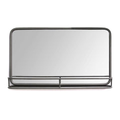 24 Chic Rectangular Gunmetal Framed Mirror with Shelf