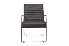 Ergonomic Grey Faux Leather Modern Arm Chair