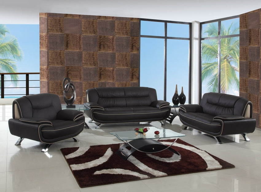 110" Sleek Brown Sofa Set