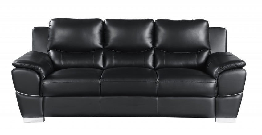 37" Chic Black Leather Sofa