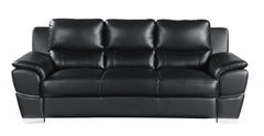 37" Chic Black Leather Sofa