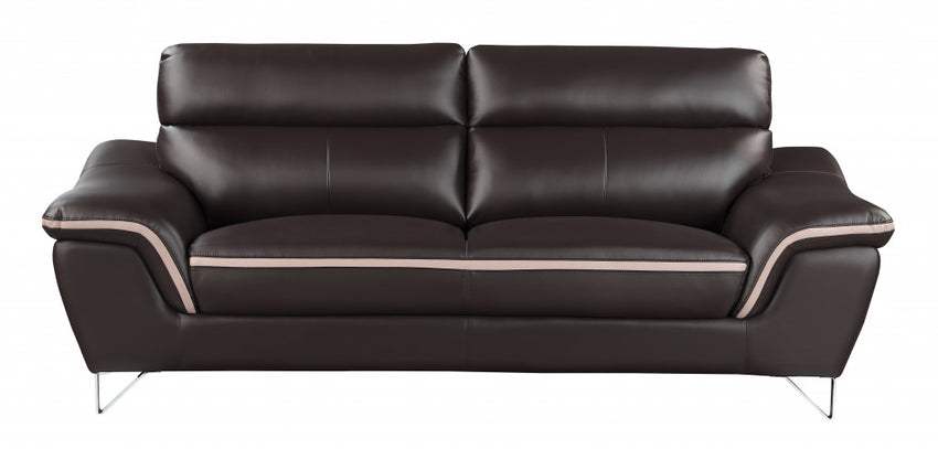 36" Charming Brown Leather Sofa