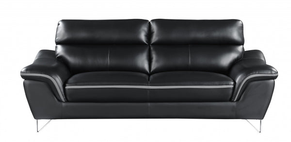 36" Charming Black Leather Sofa