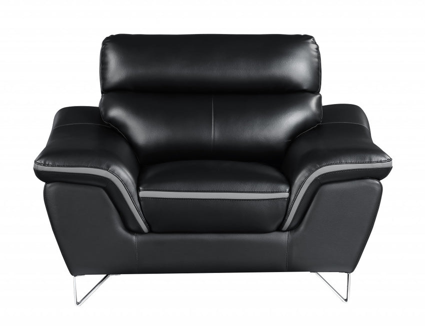 36" Contemporary Black Leather Chair