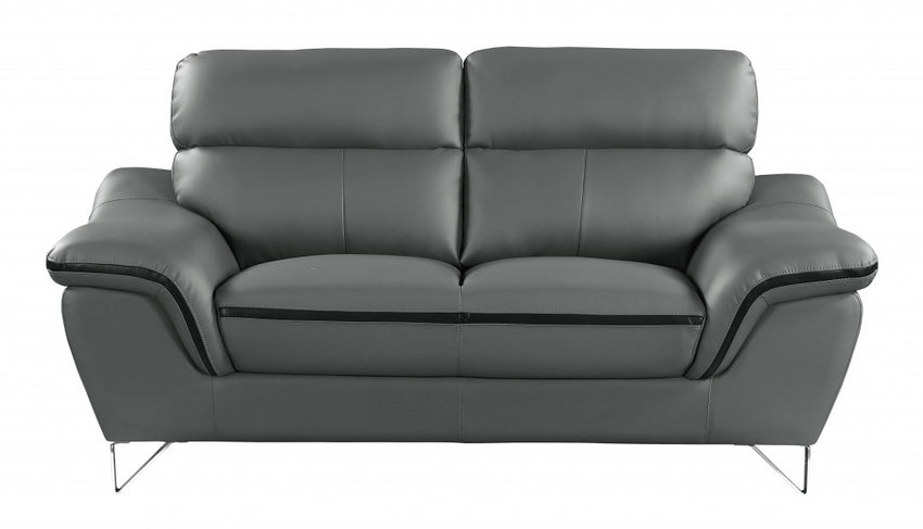 36" Charming Grey Leather Sofa