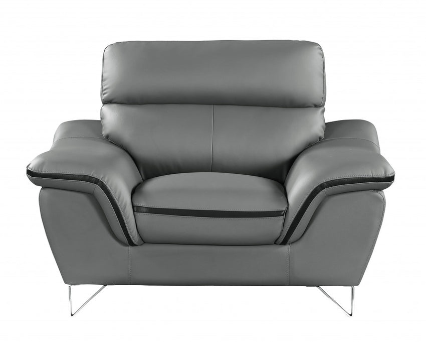 36" Gray Contemporary Leather Chair