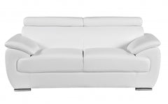 32" to 38" Captivating White Leather Loveseat