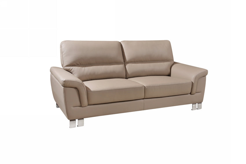 37" Modern Beige Leather Sofa