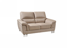 37" Modern Beige Leather Loveseat