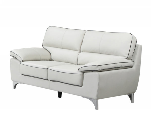 Classy Light Gray Leather Loveseat