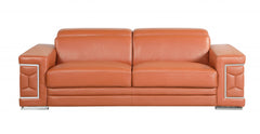 89" Sturdy Camel Leather Sofa