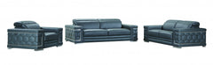 114" Sturdy Dark Grey Leather Sofa Set